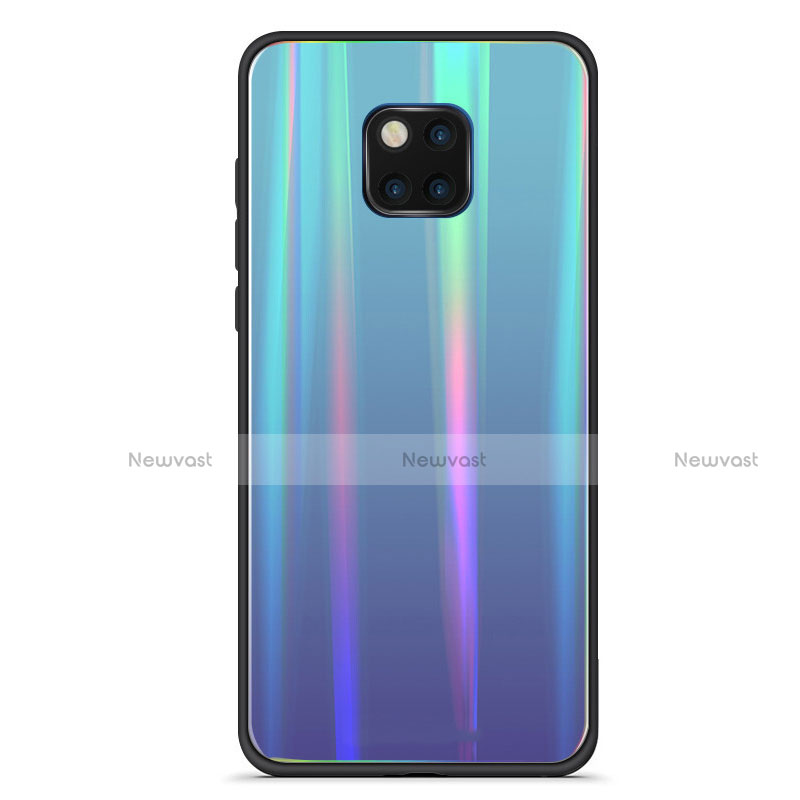 Silicone Frame Mirror Rainbow Gradient Case Cover M02 for Huawei Mate 20 Pro Sky Blue