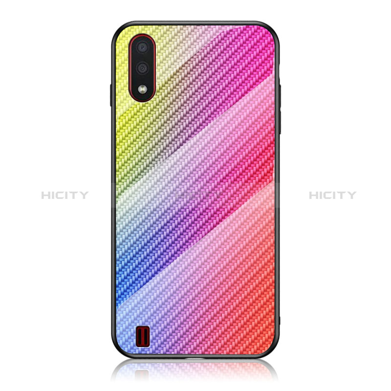 Silicone Frame Mirror Rainbow Gradient Case Cover M02 for Samsung Galaxy A01 SM-A015