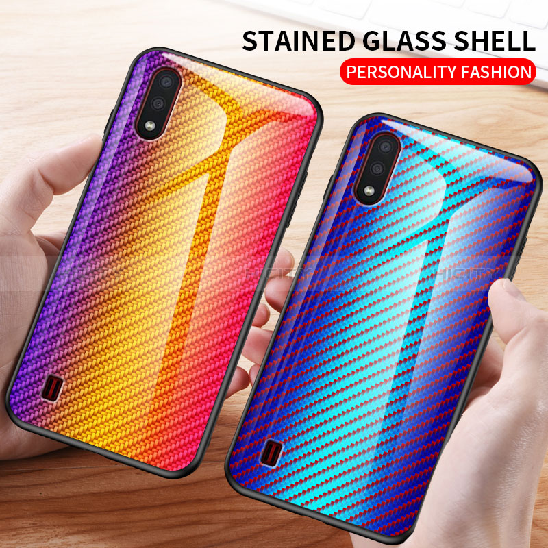 Silicone Frame Mirror Rainbow Gradient Case Cover M02 for Samsung Galaxy A01 SM-A015