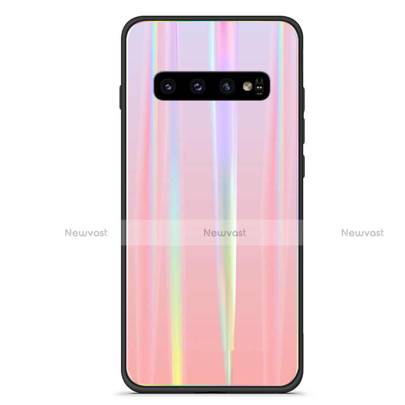 Silicone Frame Mirror Rainbow Gradient Case Cover M02 for Samsung Galaxy S10