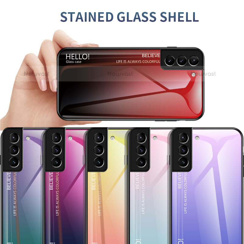 Silicone Frame Mirror Rainbow Gradient Case Cover M02 for Samsung Galaxy S21 Plus 5G