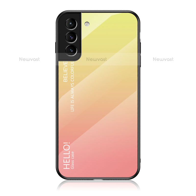 Silicone Frame Mirror Rainbow Gradient Case Cover M02 for Samsung Galaxy S22 5G Orange