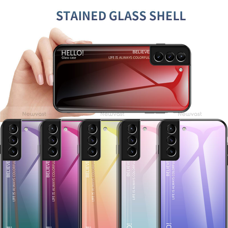 Silicone Frame Mirror Rainbow Gradient Case Cover M02 for Samsung Galaxy S22 Plus 5G