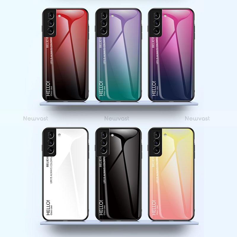 Silicone Frame Mirror Rainbow Gradient Case Cover M02 for Samsung Galaxy S22 Plus 5G