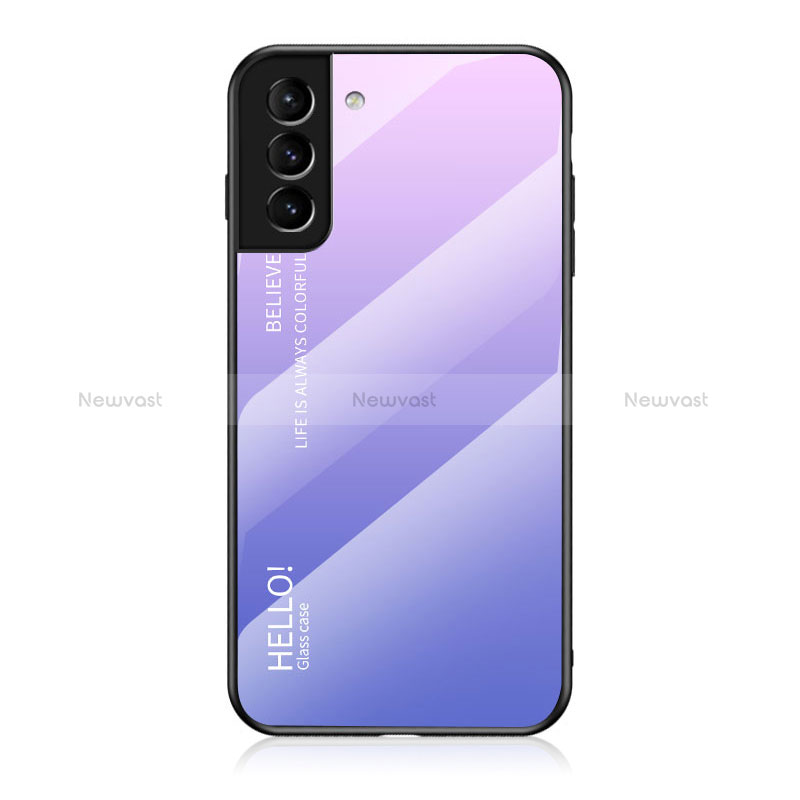 Silicone Frame Mirror Rainbow Gradient Case Cover M02 for Samsung Galaxy S22 Plus 5G Clove Purple