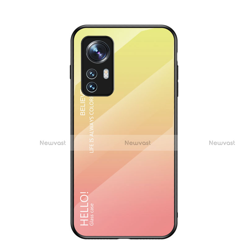 Silicone Frame Mirror Rainbow Gradient Case Cover M02 for Xiaomi Mi 12 5G Orange