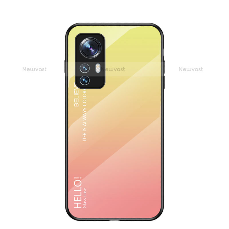 Silicone Frame Mirror Rainbow Gradient Case Cover M02 for Xiaomi Mi 12 Pro 5G Orange