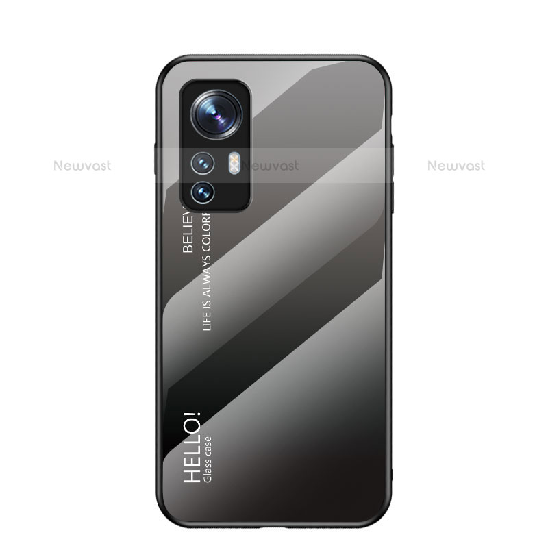 Silicone Frame Mirror Rainbow Gradient Case Cover M02 for Xiaomi Mi 12S Pro 5G Gray