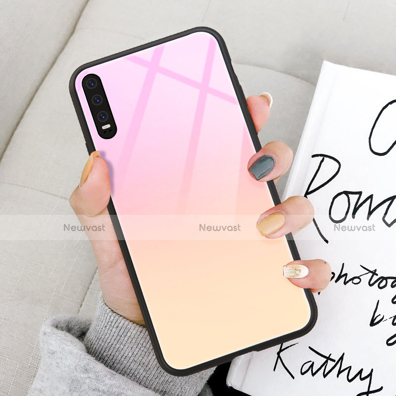 Silicone Frame Mirror Rainbow Gradient Case Cover M03 for Huawei P30