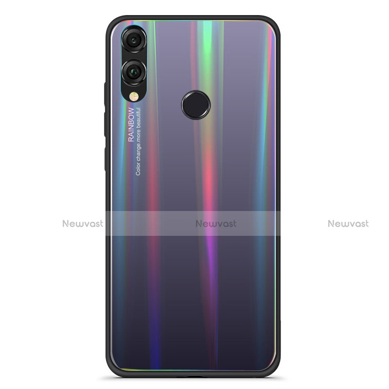 Silicone Frame Mirror Rainbow Gradient Case Cover R01 for Huawei Honor 8X Black