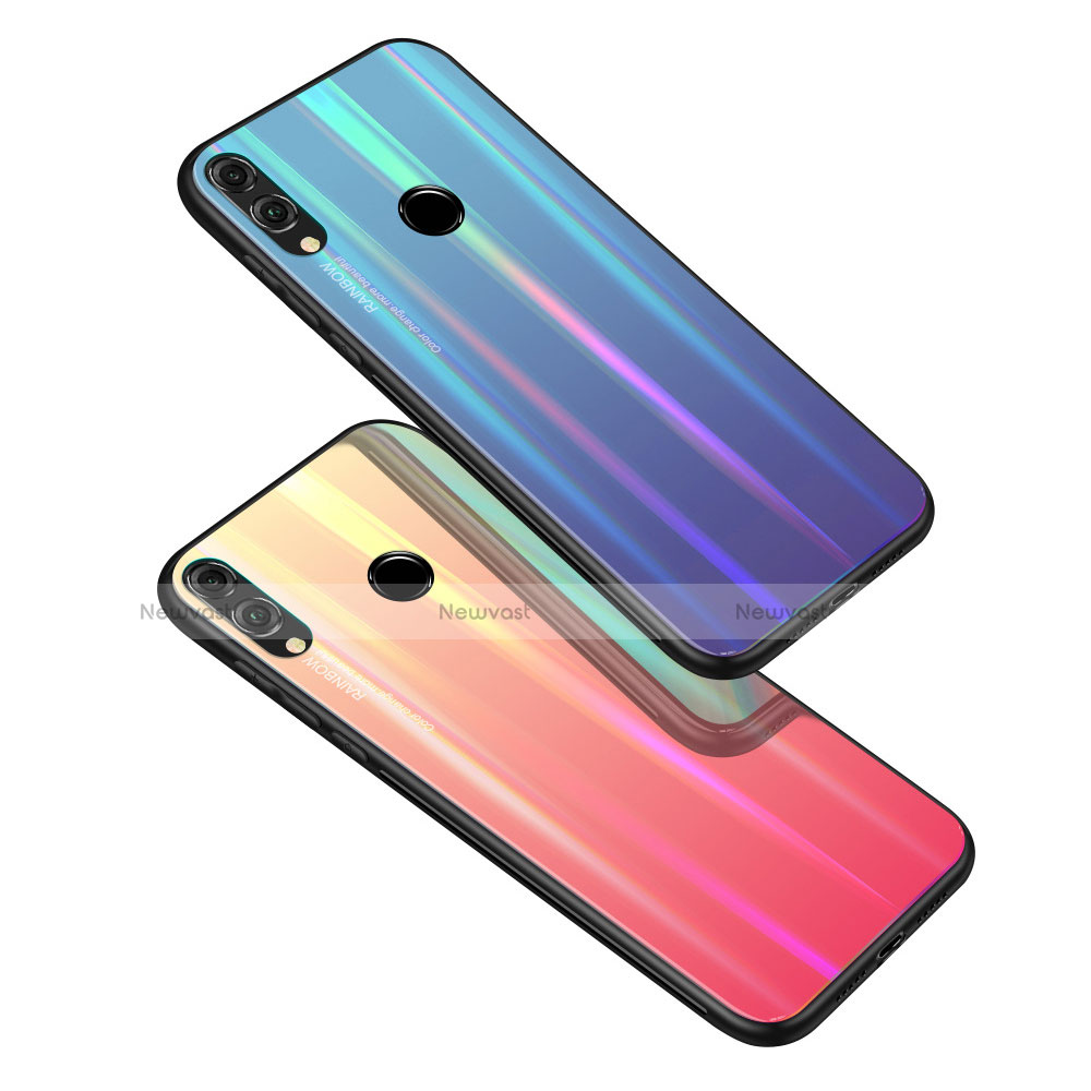 Silicone Frame Mirror Rainbow Gradient Case Cover R01 for Huawei Honor V10 Lite