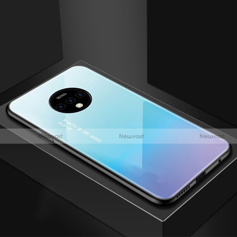 Silicone Frame Starry Sky Mirror Case Cover for OnePlus 7T Cyan