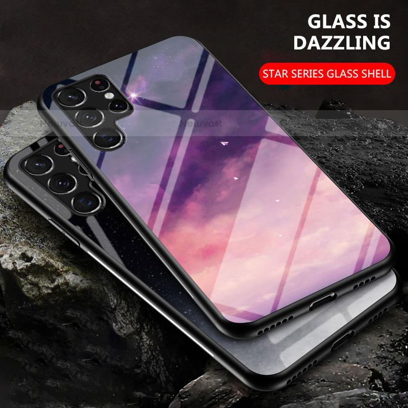Silicone Frame Starry Sky Mirror Case Cover for Samsung Galaxy S22 Ultra 5G