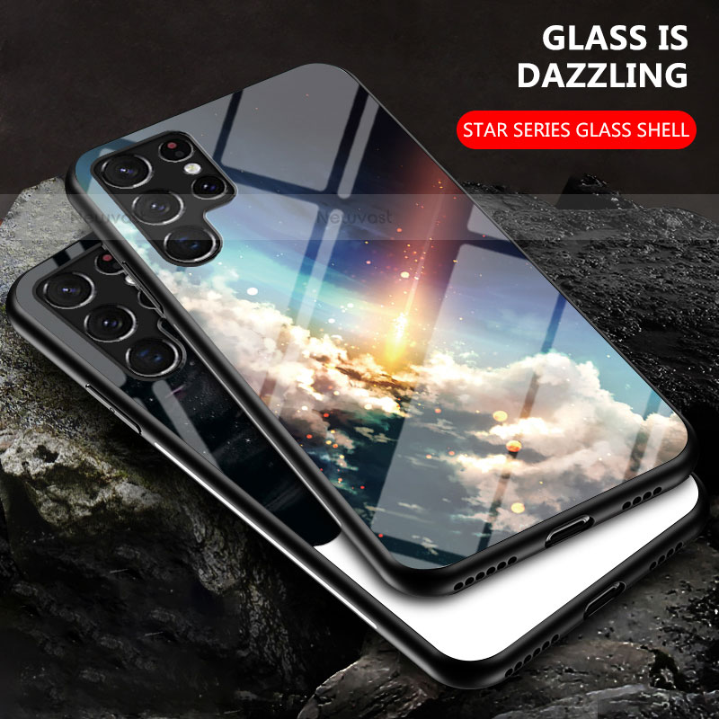 Silicone Frame Starry Sky Mirror Case Cover for Samsung Galaxy S22 Ultra 5G