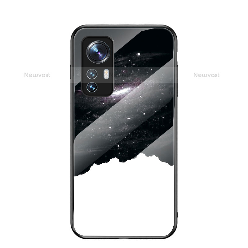 Silicone Frame Starry Sky Mirror Case Cover for Xiaomi Mi 12 Pro 5G White
