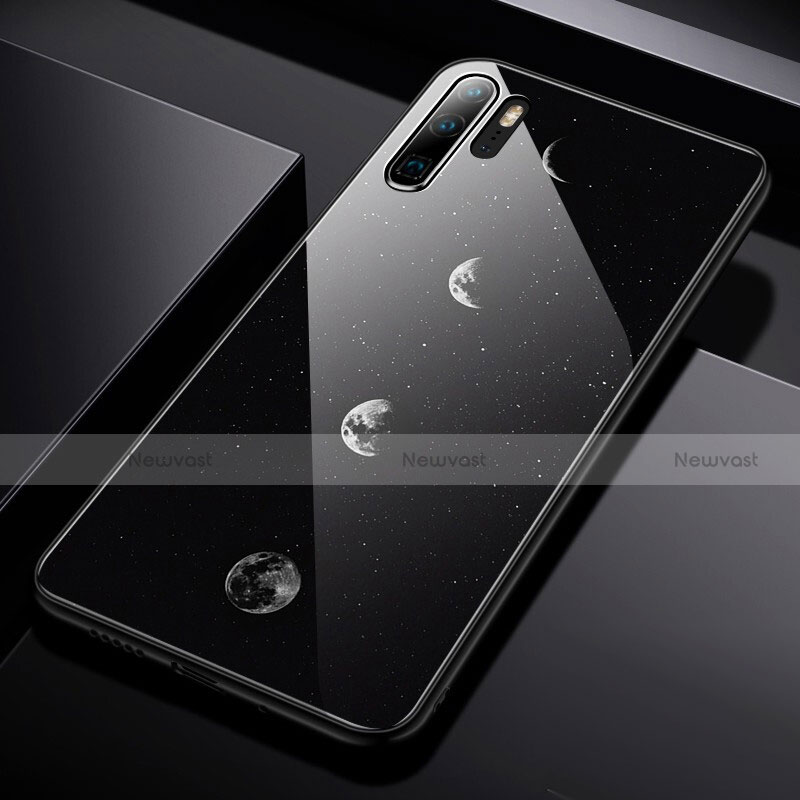 Silicone Frame Starry Sky Mirror Case for Huawei P30 Pro Black