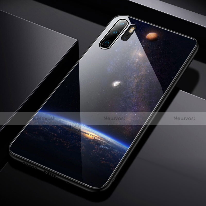 Silicone Frame Starry Sky Mirror Case for Huawei P30 Pro New Edition Blue