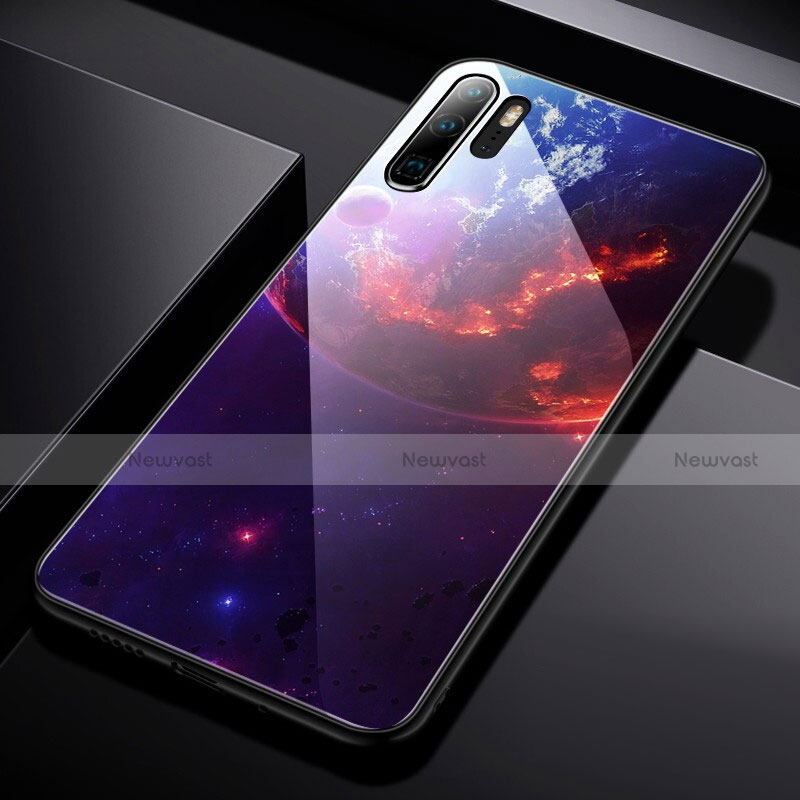 Silicone Frame Starry Sky Mirror Case for Huawei P30 Pro Purple