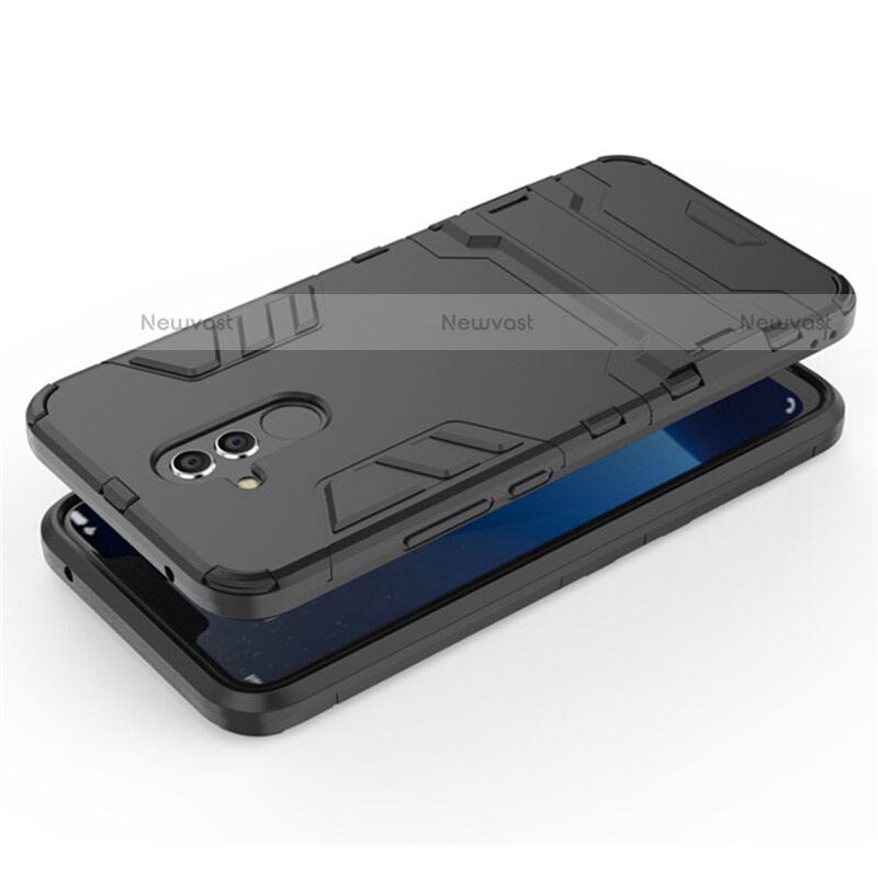Silicone Matte Finish and Plastic Back Case with Stand for Huawei Maimang 7 Black