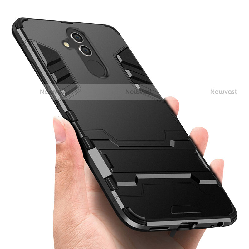 Silicone Matte Finish and Plastic Back Case with Stand for Huawei Maimang 7 Black