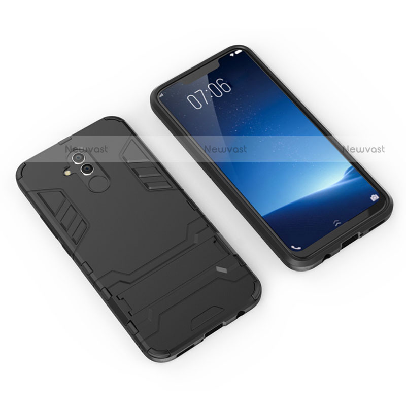 Silicone Matte Finish and Plastic Back Case with Stand for Huawei Maimang 7 Black