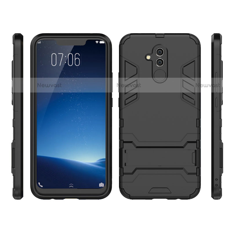 Silicone Matte Finish and Plastic Back Case with Stand for Huawei Maimang 7 Black