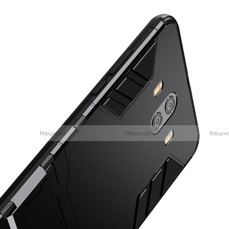 Silicone Matte Finish and Plastic Back Case with Stand for Huawei Mate 10 Black