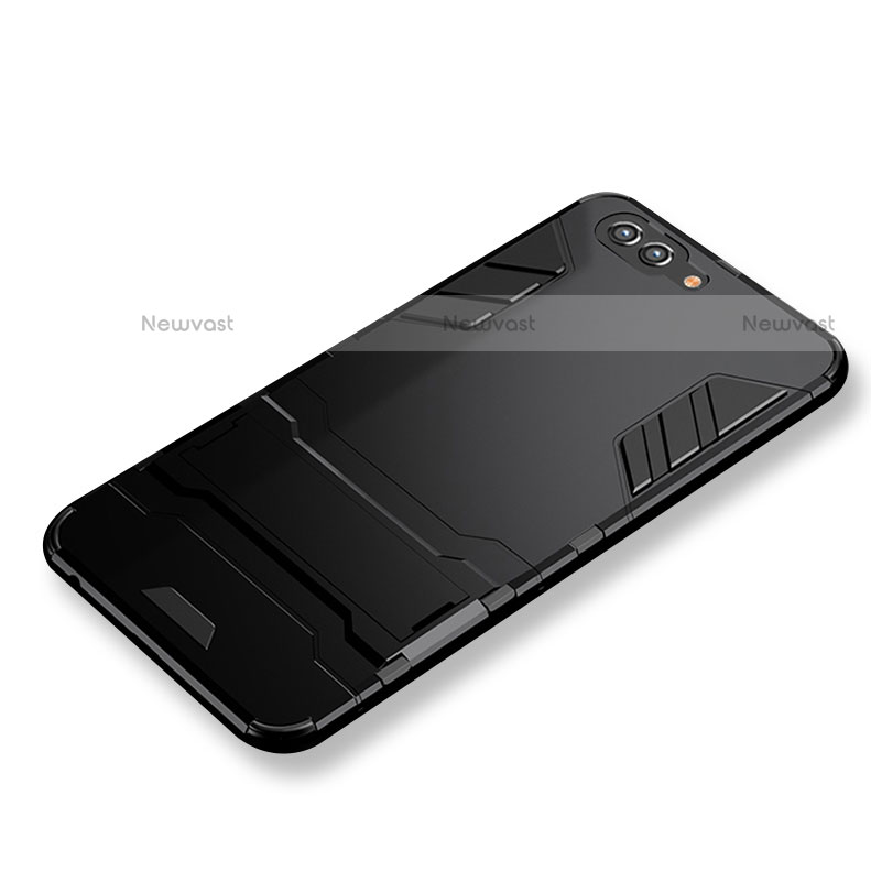 Silicone Matte Finish and Plastic Back Case with Stand for Huawei Nova 2S Black