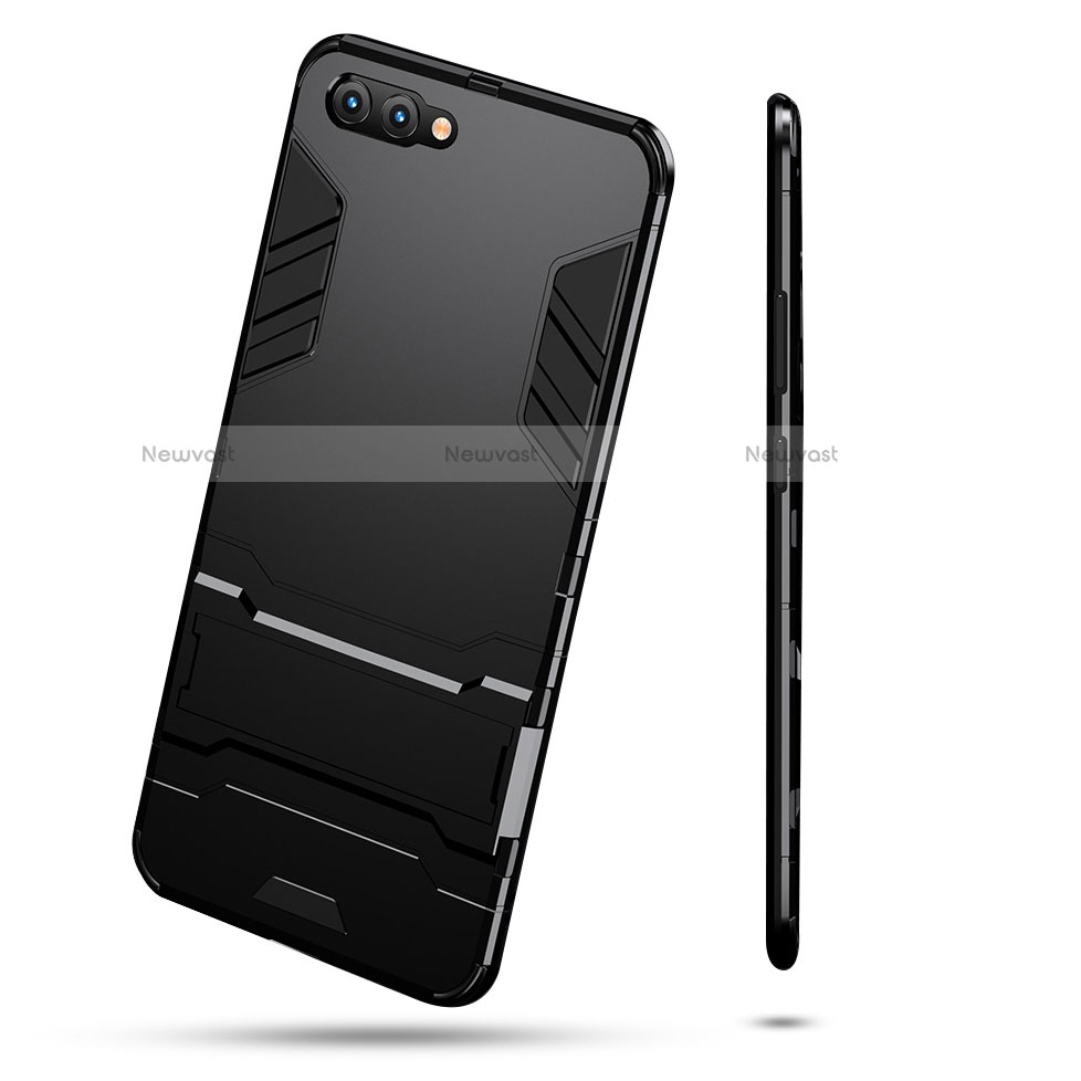 Silicone Matte Finish and Plastic Back Case with Stand for Huawei Nova 2S Black