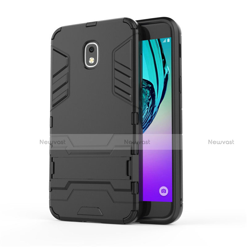 Silicone Matte Finish and Plastic Back Case with Stand for Samsung Galaxy J3 (2018) SM-J377A Black