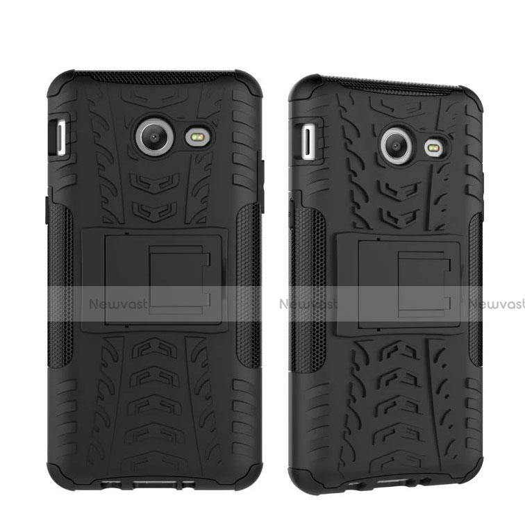 Silicone Matte Finish and Plastic Back Case with Stand for Samsung Galaxy J5 (2017) Version Americaine Black