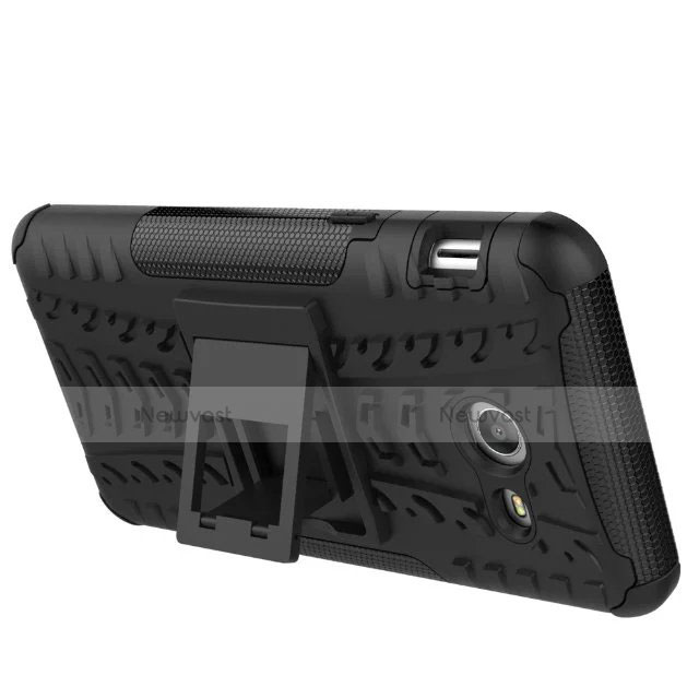 Silicone Matte Finish and Plastic Back Case with Stand for Samsung Galaxy J5 (2017) Version Americaine Black