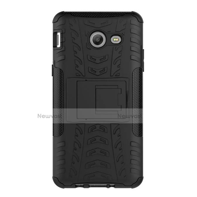 Silicone Matte Finish and Plastic Back Case with Stand for Samsung Galaxy J5 (2017) Version Americaine Black