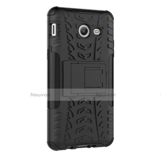 Silicone Matte Finish and Plastic Back Case with Stand for Samsung Galaxy J5 (2017) Version Americaine Black