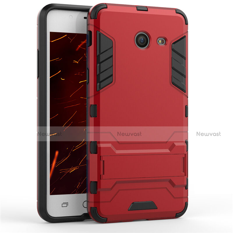 Silicone Matte Finish and Plastic Back Case with Stand for Samsung Galaxy J5 (2017) Version Americaine Red