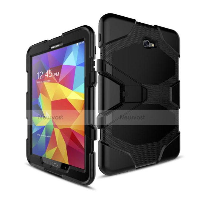 Silicone Matte Finish and Plastic Back Case with Stand for Samsung Galaxy Tab A6 10.1 SM-T580 SM-T585 Black