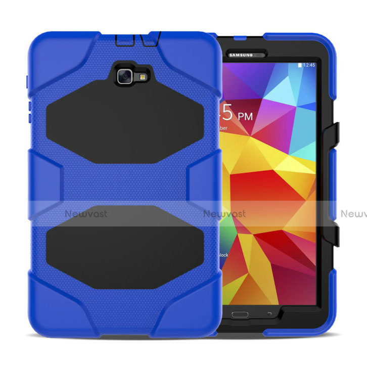 Silicone Matte Finish and Plastic Back Case with Stand for Samsung Galaxy Tab A6 10.1 SM-T580 SM-T585 Blue