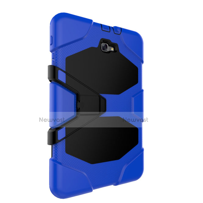 Silicone Matte Finish and Plastic Back Case with Stand for Samsung Galaxy Tab A6 10.1 SM-T580 SM-T585 Blue