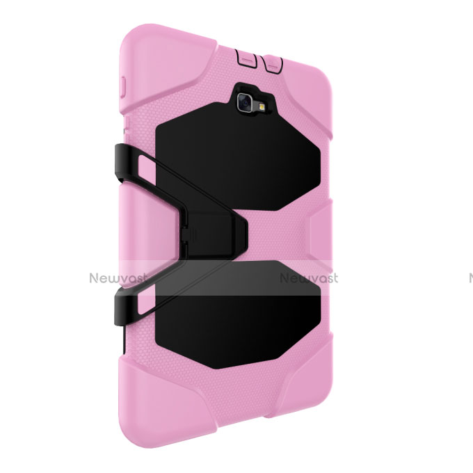 Silicone Matte Finish and Plastic Back Case with Stand for Samsung Galaxy Tab A6 10.1 SM-T580 SM-T585 Pink