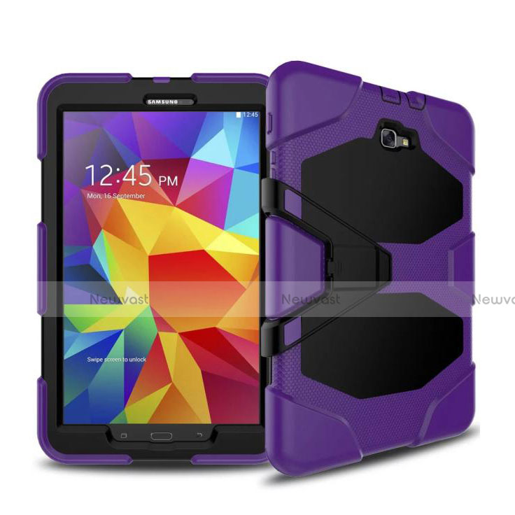 Silicone Matte Finish and Plastic Back Case with Stand for Samsung Galaxy Tab A6 10.1 SM-T580 SM-T585 Purple