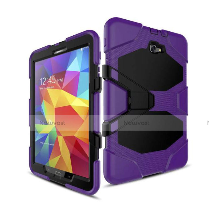 Silicone Matte Finish and Plastic Back Case with Stand for Samsung Galaxy Tab A6 10.1 SM-T580 SM-T585 Purple