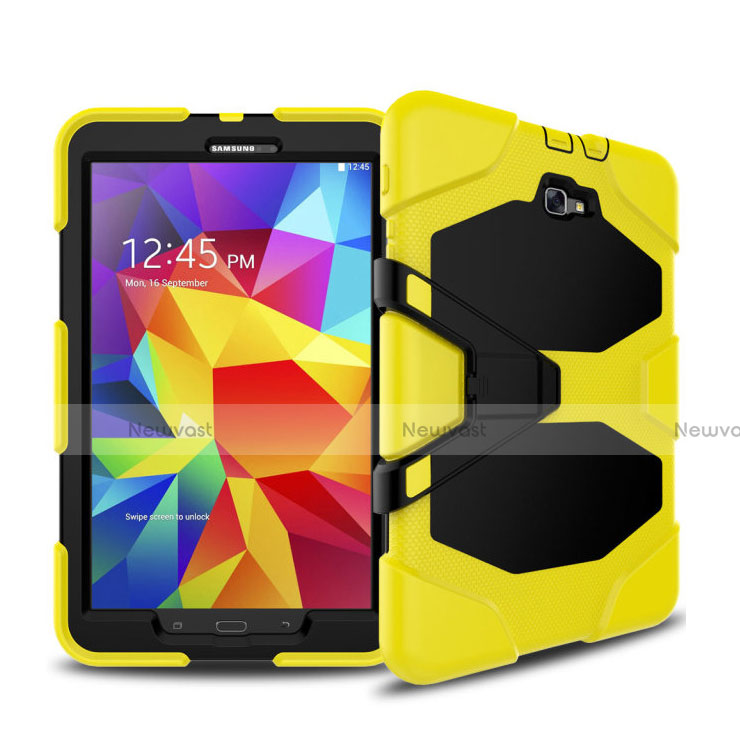 Silicone Matte Finish and Plastic Back Case with Stand for Samsung Galaxy Tab A6 10.1 SM-T580 SM-T585 Yellow