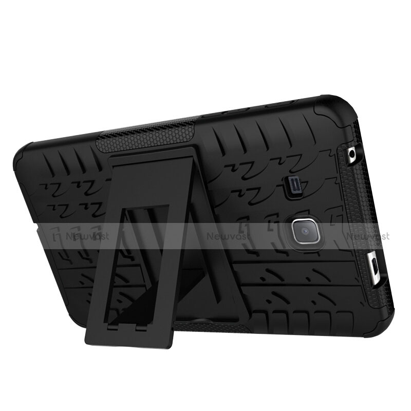 Silicone Matte Finish and Plastic Back Case with Stand for Samsung Galaxy Tab A6 7.0 SM-T280 SM-T285 Black