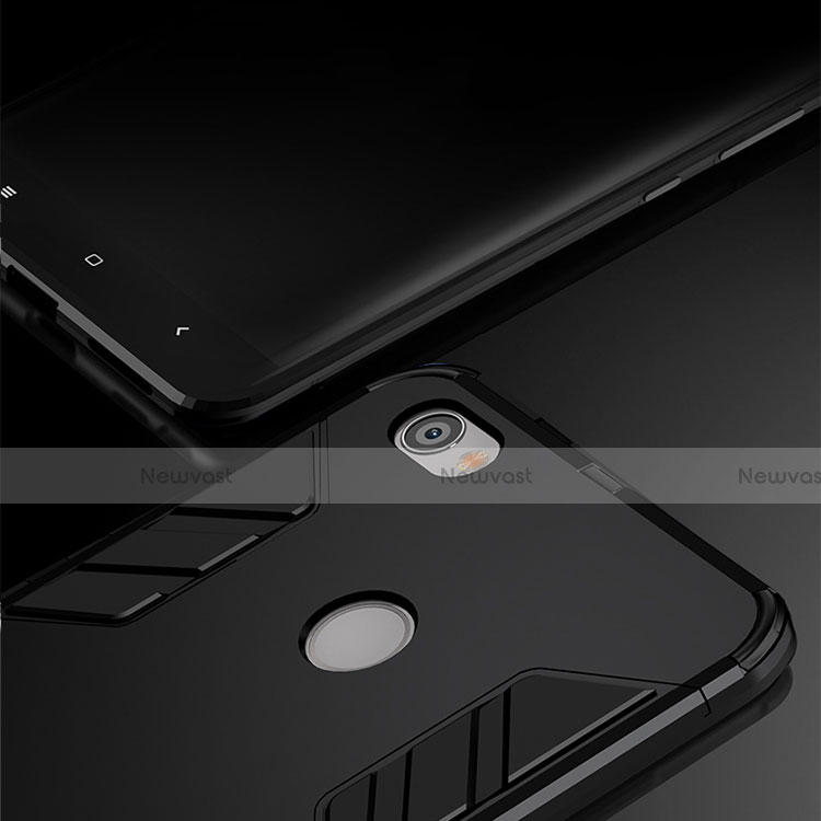 Silicone Matte Finish and Plastic Back Case with Stand for Xiaomi Redmi Note 5A High Edition Black