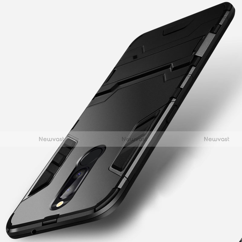 Silicone Matte Finish and Plastic Back Case with Stand R01 for Huawei Maimang 6 Black
