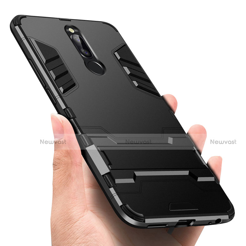 Silicone Matte Finish and Plastic Back Case with Stand R01 for Huawei Maimang 6 Black