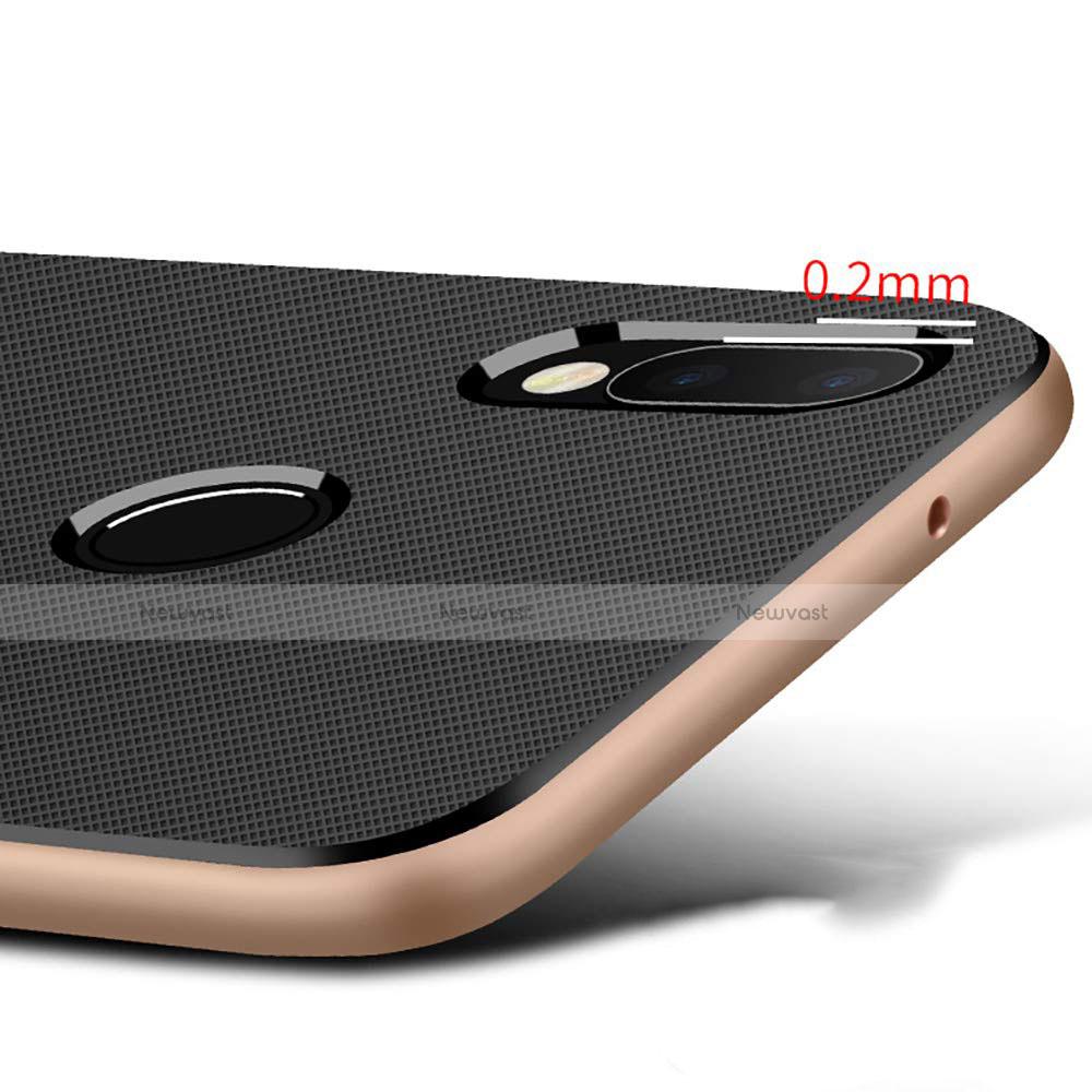 Silicone Matte Finish and Plastic Back Case with Stand W01 for Huawei P20 Lite Gold and Black