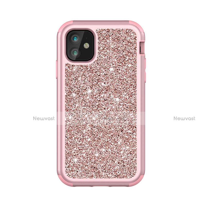 Silicone Matte Finish and Plastic Back Cover Case 360 Degrees Bling-Bling for Apple iPhone 11