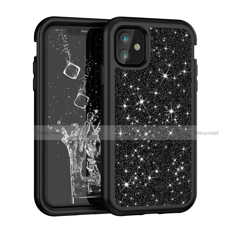 Silicone Matte Finish and Plastic Back Cover Case 360 Degrees Bling-Bling for Apple iPhone 11 Black