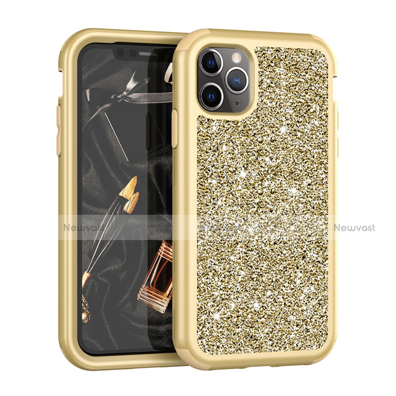 Silicone Matte Finish and Plastic Back Cover Case 360 Degrees Bling-Bling for Apple iPhone 11 Pro